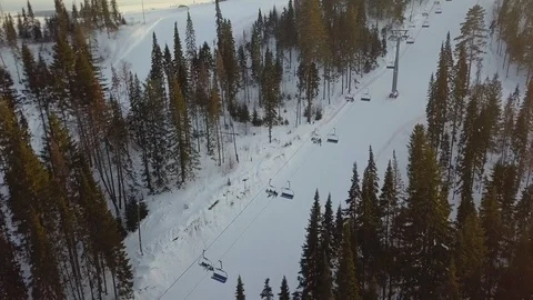 Ski resort in the forest aerial view 02 Stock Footage 102965620