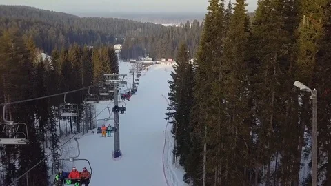 Ski resort in the forest aerial view 03 Stock Footage 102965701