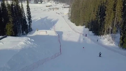 Ski resort in the forest aerial view 07 Stock Footage 102967587