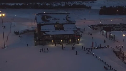 Ski resort in the forest aerial view 28 Stock Footage 102974006