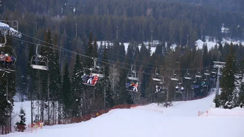 Ski resort in the forest Stock Footage 103475585