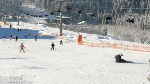 Ski resort on fresh snow, Stock Footage 171461734