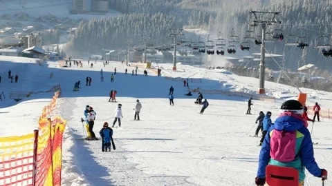 Ski resort on fresh snow, Stock-Footage 171461829