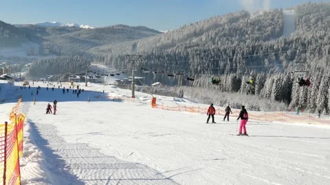 Ski resort on fresh snow, Stock Footage 171461873
