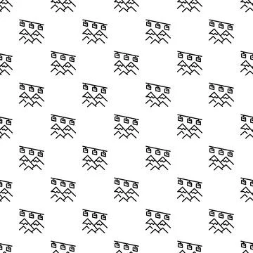 Ski resort gondola mountains pattern seamless background Stock Illustration