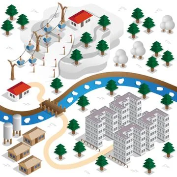 Ski resort. Stock Illustration