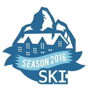 Ski resort logo emblems, labels badges vector elements Stock Illustration