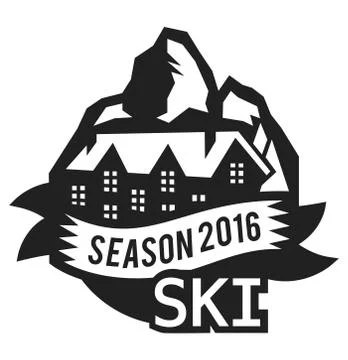 Ski resort logo emblems, labels badges vector elements Stock Illustration