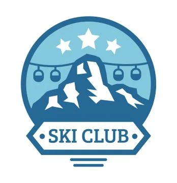 Ski resort logo emblems, labels badges vector elements Stock Illustration