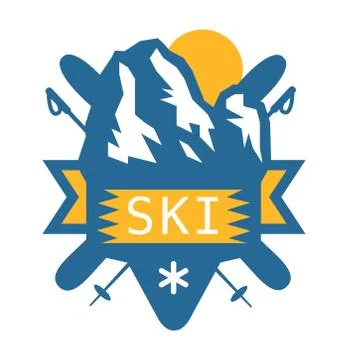Ski resort logo emblems, labels badges vector elements Stock Illustration