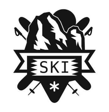 Ski resort logo emblems, labels badges vector elements Stock Illustration