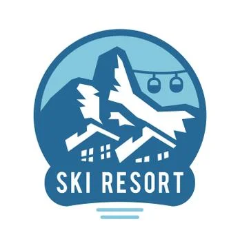 Ski resort logo emblems, labels badges vector elements Stock Illustration