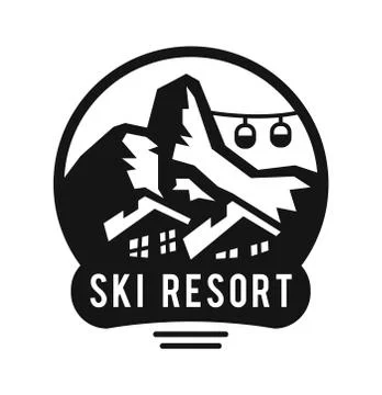 Ski resort logo emblems, labels badges vector elements Stock Illustration