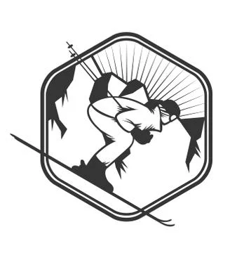 Ski resort logo emblems, labels badges vector elements Stock Illustration