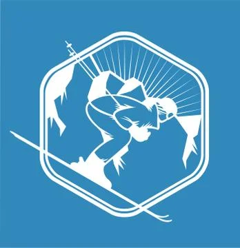 Ski resort logo emblems, labels badges vector elements Stock Illustration