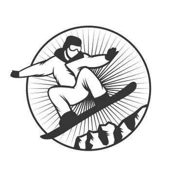 Ski resort logo emblems, labels badges vector elements 스톡 일러스트