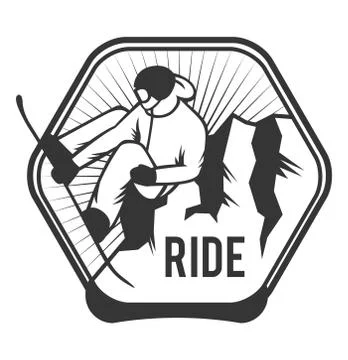 Ski resort logo emblems, labels badges vector elements Stock Illustration