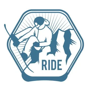 Ski resort logo emblems, labels badges vector elements Illustrazione stock