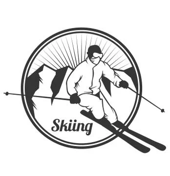 Ski resort logo emblems, labels badges vector elements Illustrazione stock