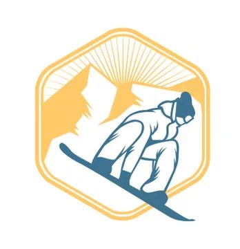 Ski resort logo emblems, labels badges vector elements Stock Illustration