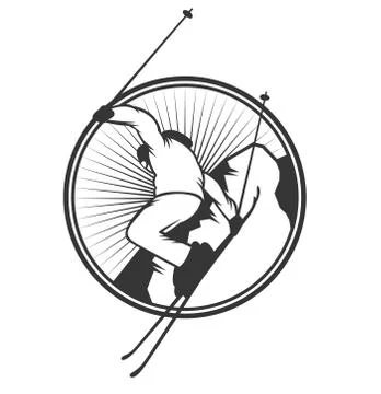 Ski resort logo emblems, labels badges vector elements Stock Illustration