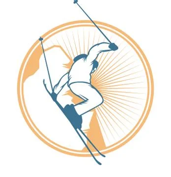 Ski resort logo emblems, labels badges vector elements Stock Illustration