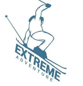 Ski resort logo emblems, labels badges vector elements Stock Illustration