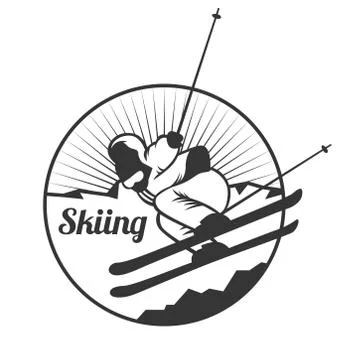 Ski resort logo emblems, labels badges vector elements Illustrazione stock