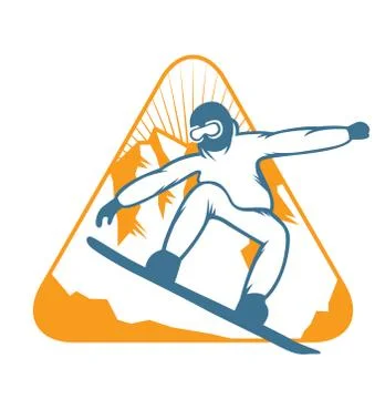 Ski resort logo emblems, labels badges vector elements Stock Illustration
