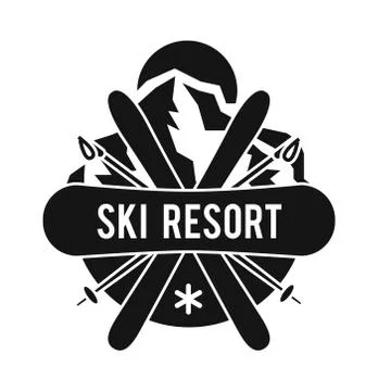 Ski resort logo emblems, labels badges vector elements Stock Illustration