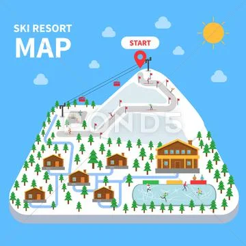 Ski resort map Stock Illustration