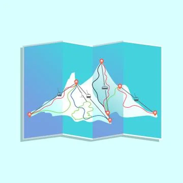 Ski resort map Stock Illustration