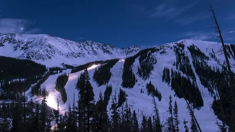 Ski Resort Moonlit Night Timelapse 4k Stock Footage 90252591