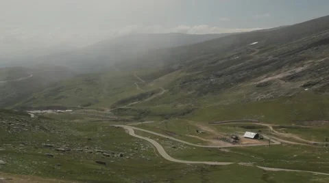 Ski resort mountain landscape with clouds starting to form Stock Footage 52126836