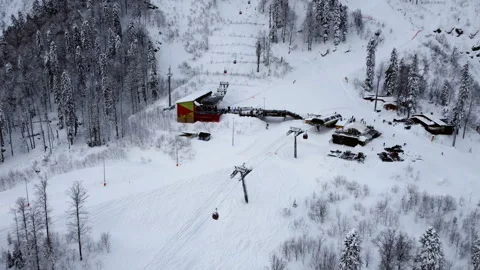 Ski resort in the mountains Stock Footage 246817707