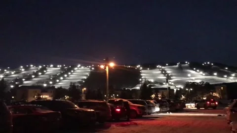 Ski Resort Night Pan Stock Footage 170274474