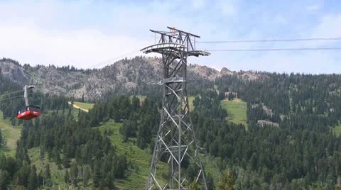 Ski Resort Sky Tram Cable Car Stock Footage 11415427