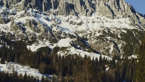 Ski resort, Snow covered mountains Austria Stock Footage 74237168