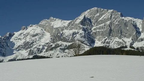 Ski resort, Snow covered mountains Austria Stock Footage 74254766
