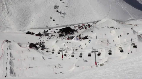Ski Resort, Snowpark Stock Footage 63574007