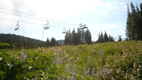 Ski resort summer pan Stock-Footage 89840612