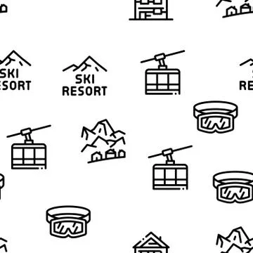 Ski Resort Vacation Seamless Pattern Vector Illustrazione stock