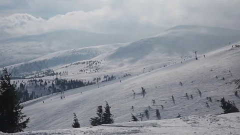 Ski resort on windy day Video stock 70522015