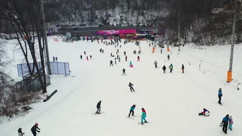 Ski resort in Winter Stock Footage 203753820