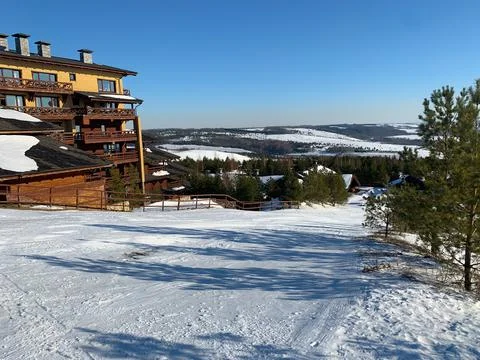 Ski resort in winter Stock Photos