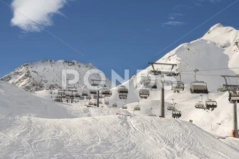 Ski resort winter season mountain slope Stock Photos