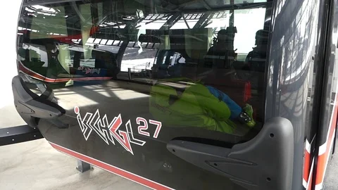 SKI RIDE CABLE CAR Stock Footage 121859347