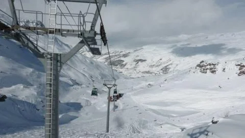 A ski run in the mountain Stock Photos