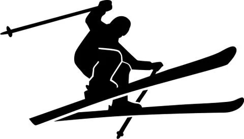 Ski Run SIlhouette Stock Illustration