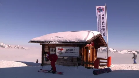 SKI SCHOOL HUT Stock Footage 121444658